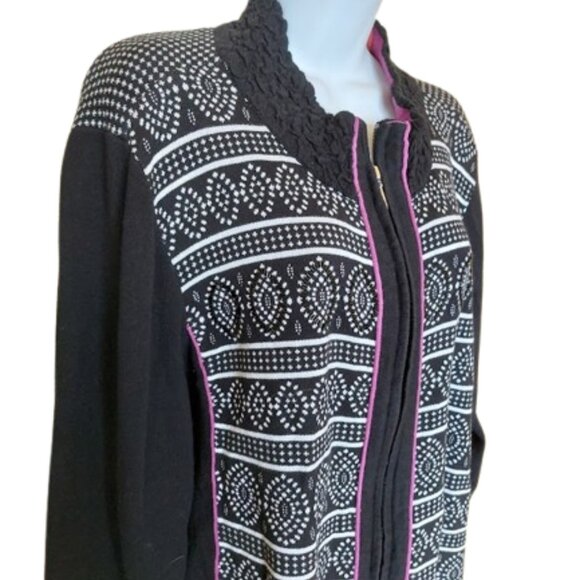 Black, White and Purple Cardigan Size 2X - Picture 2 of 11